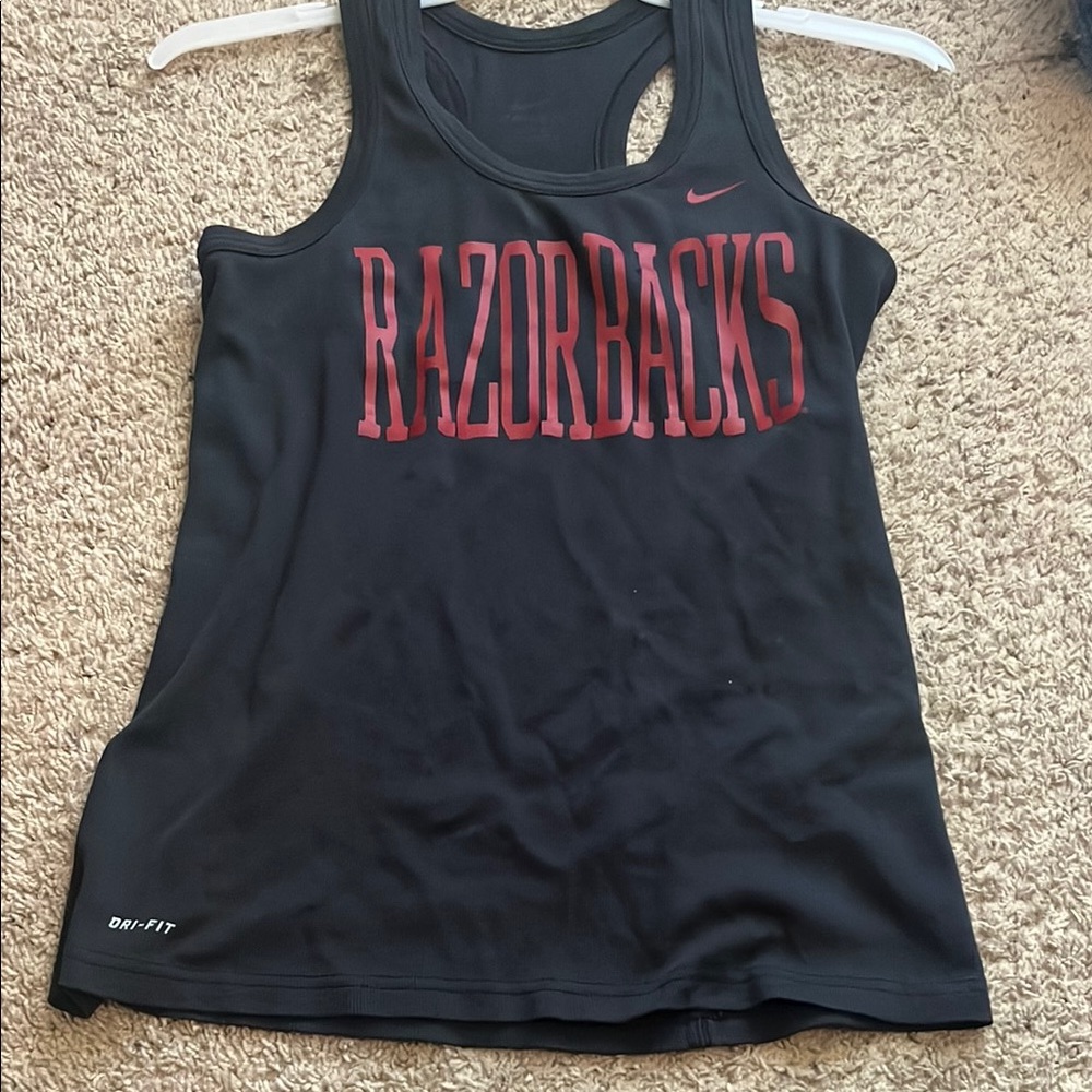 Nike Black and Red Razorbacks Tank Top